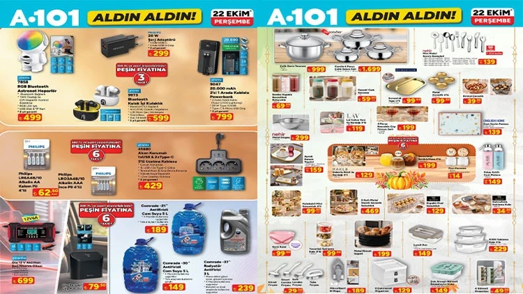 A101 ONLINE KATALOG 22 EKİM 2026 || A101 Aldın Aldın aktüel ürünleri neler? A101 indirim afişi ile mikrofiber el mopu, çelik sahan seti, ahşap oyuncak araba rafı, seyahat ütüsü, sebze meyve presi geliyor!